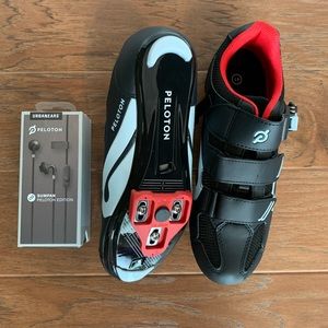 Peloton shoes and Urbanears headphones